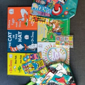 Dr. Seuss 5 hardcover Books and School Supplies Bundle